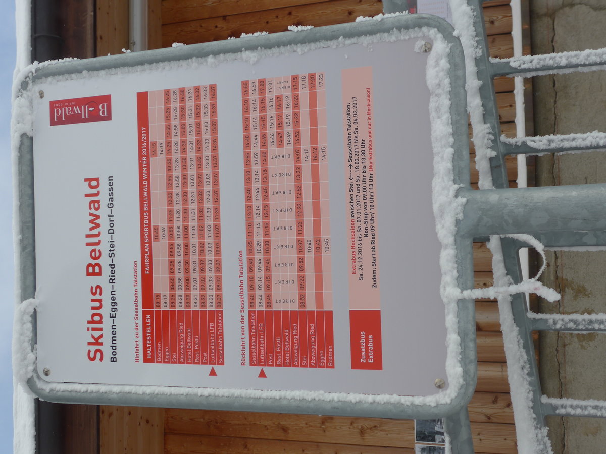 (178'048) - Skibus-Haltestelle - Bellwald, Luftseilbahn LFB - am 15. Januar 2017