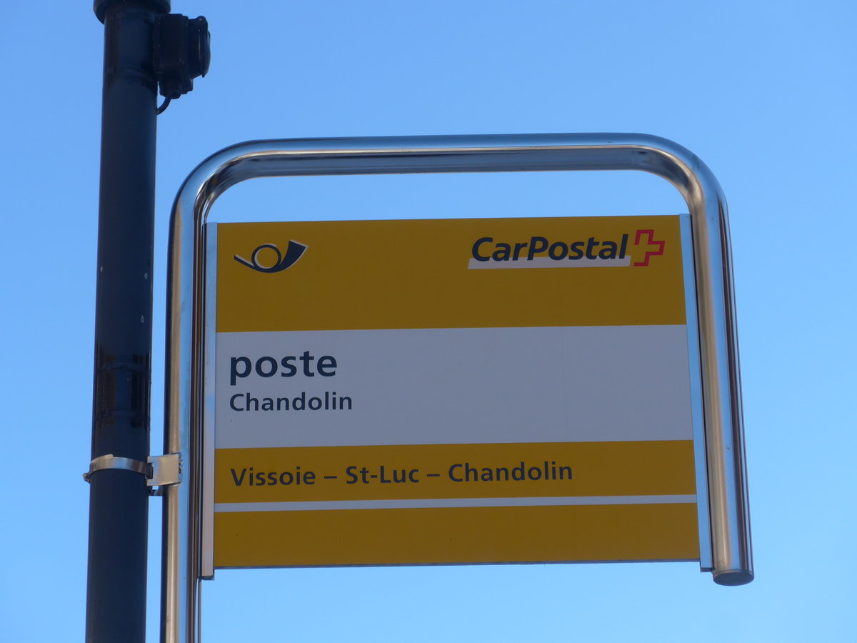 (178'098) - PostAuto-Haltestelle - Chandolin, poste - am 21. Januar 2017