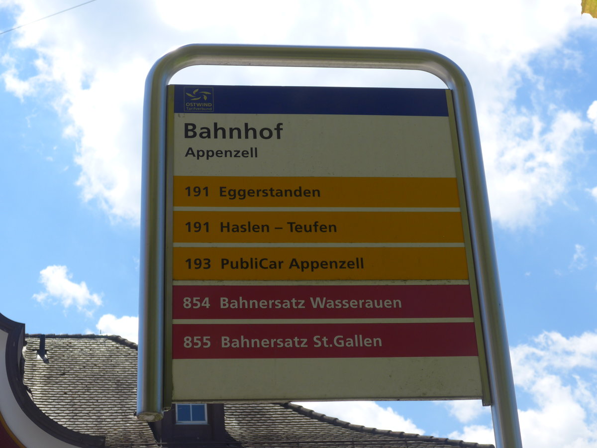 (180'335) - PostAuto-Haltestelle - Appenzell, Bahnhof - am 22. Mai 2017