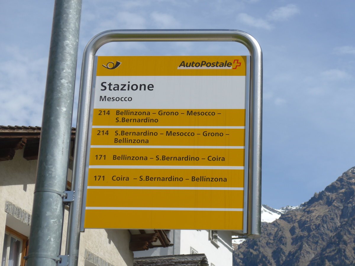 (180'502) - PostAuto-Haltestelle - Mesocco, Stazione - am 23. Mai 2017