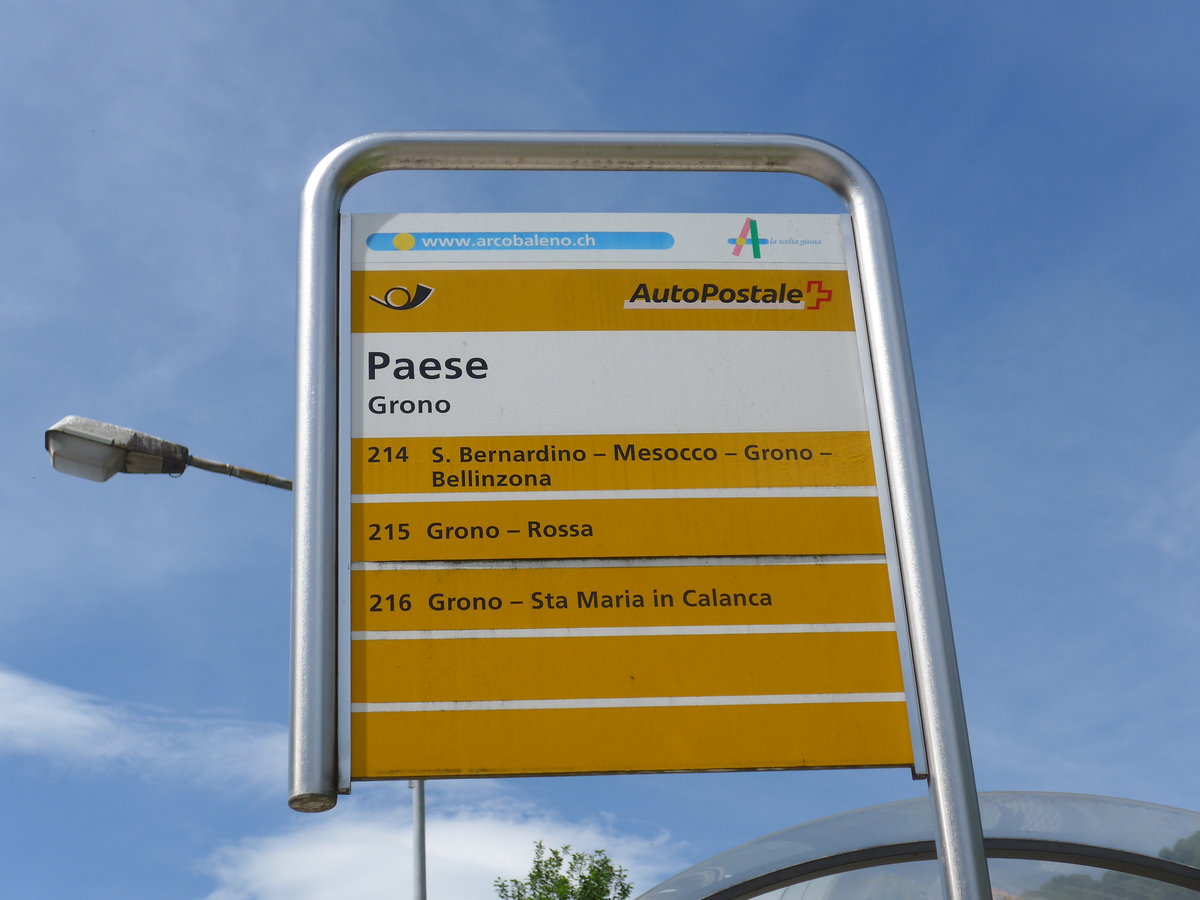 (180'517) - PostAuto-Haltestelle - Grono, Paese - am 23. Mai 2017