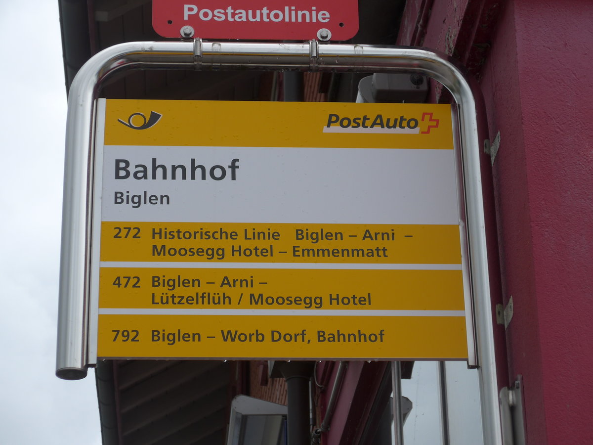 (180'906) - PostAuto-Haltestelle - Biglen, Bahnhof - am 4. Juni 2017
