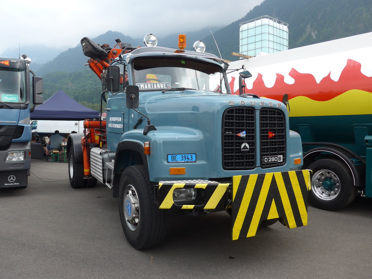 (181'384) - Schopfer, Feutersoey - Nr. 5/BE 3943 - Saurer am 24. Juni 2017 in Interlaken, Flugplatz