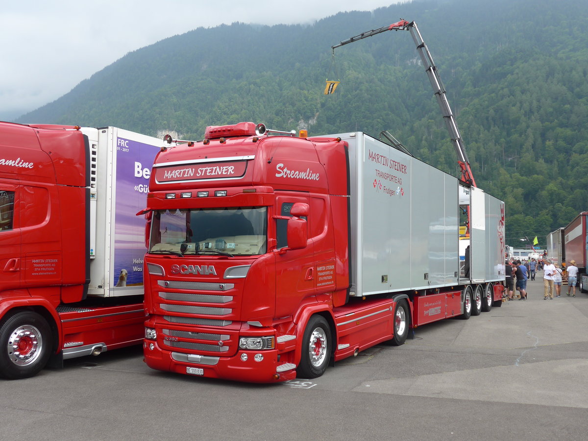 (181'429) - Steiner, Frutigen - BE 100'830 - Scania am 24. Juni 2017 in Interlaken, Flugplatz