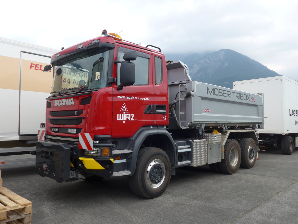 (181'453) - Wirz, Liestal - Nr. 12/BL 153'554 - Scania am 24. Juni 2017 in Interlaken, Flugplatz