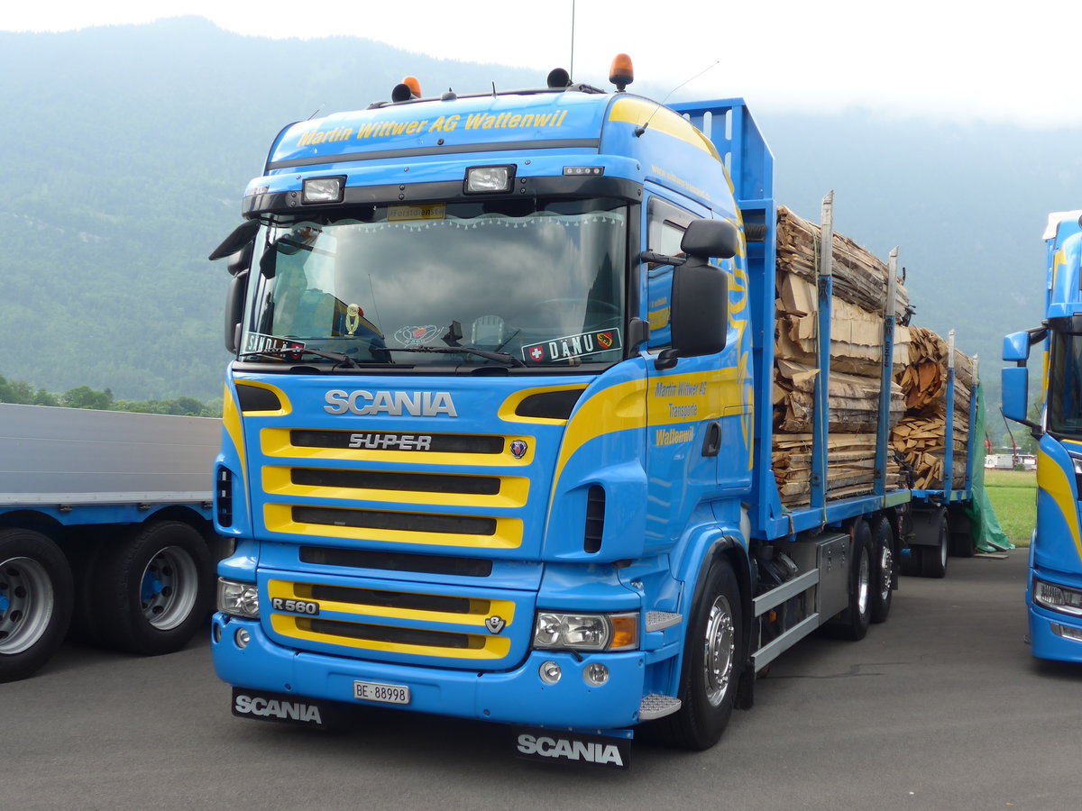 (181'481) - Wittwer, Wattenwil - BE 88'998 - Scania am 24. Juni 2017 in Interlaken, Flugplatz