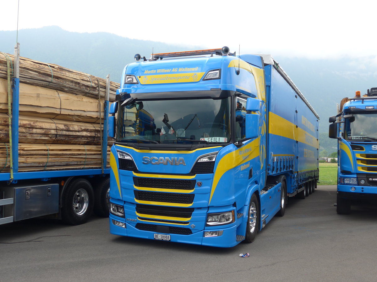 (181'482) - Wittwer, Wattenwil - BE 18'988 - Scania am 24. Juni 2017 in Interlaken, Flugplatz