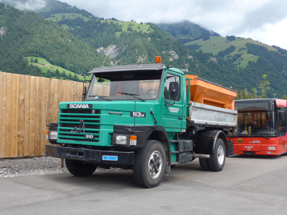 (181'690) - Imobersteg, Frutigen - BE 8047 - Scania am 1. Juli 2017 in Frutigen, Garage AFA