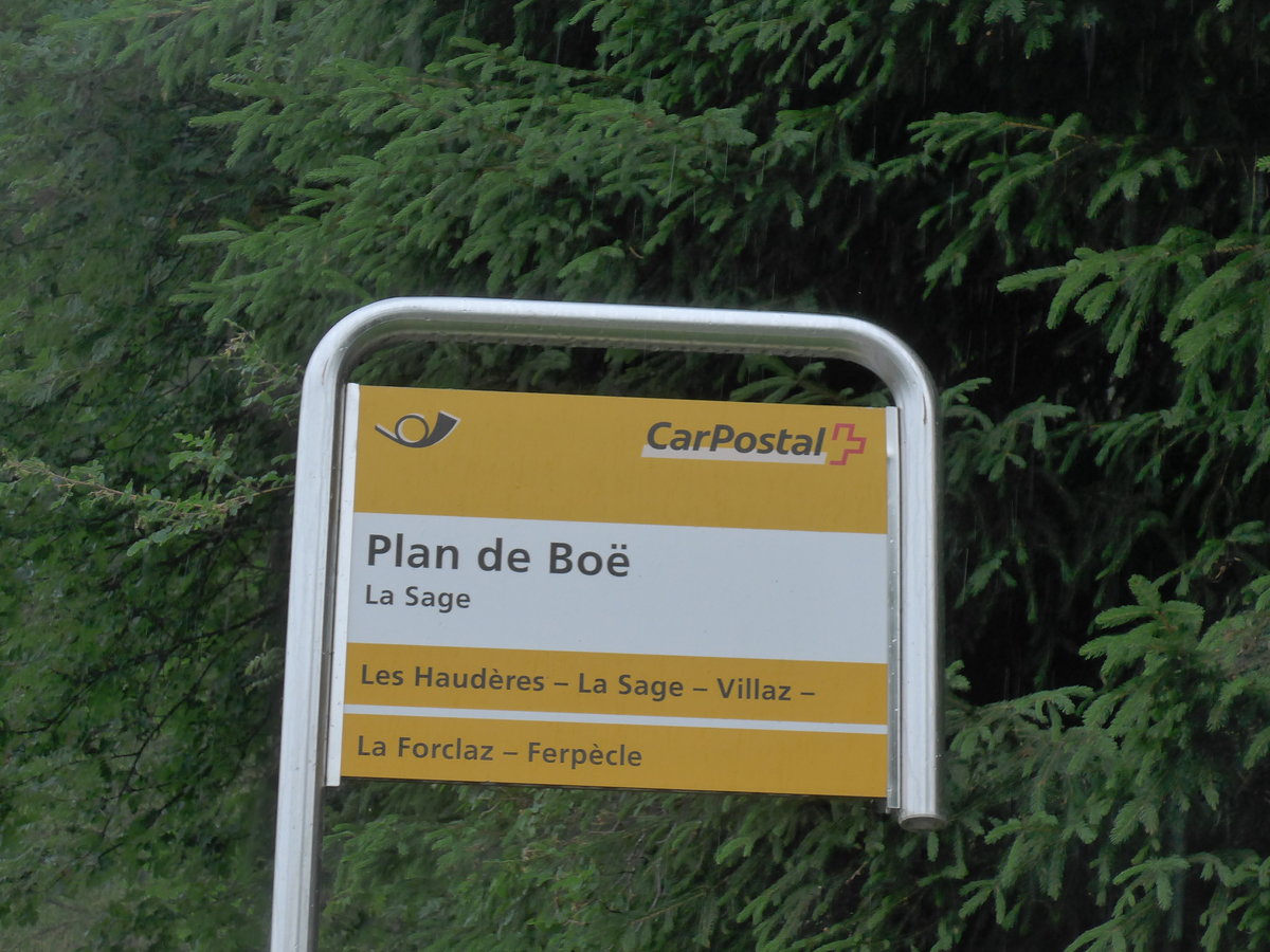 (181'853) - PostAuto-Haltestelle - La Sage, Plan de Bo� - am 9. Juli 2017