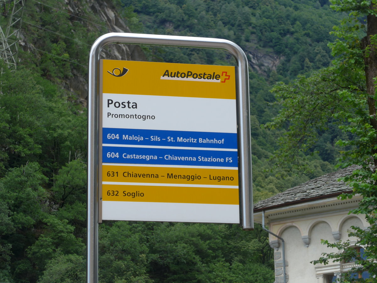 (182'285) - PostAuto-Haltestelle - Promontogno, Posta - am 24. Juli 2017
