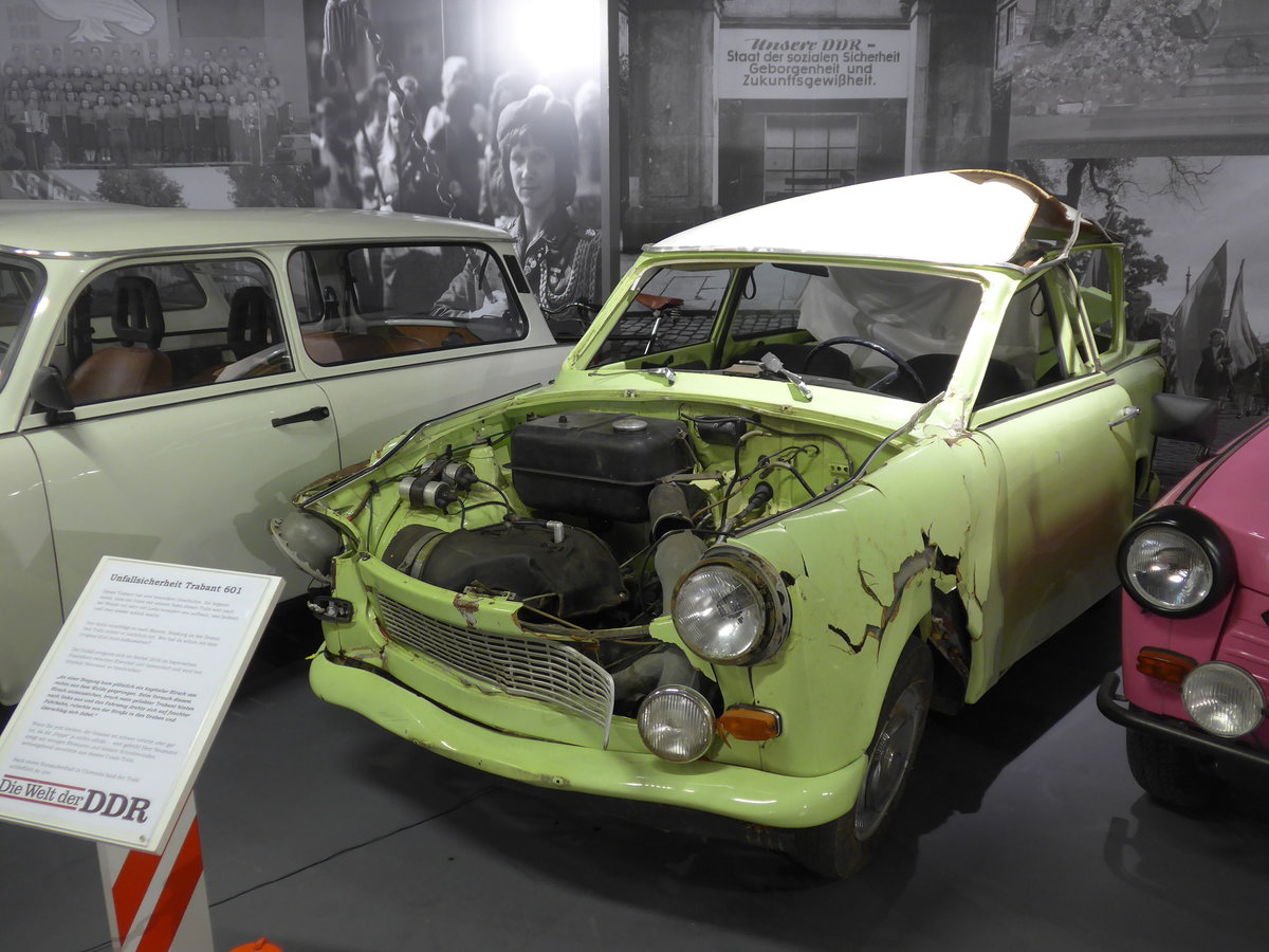 (183'006) - Trabant (Unfallfahrzeug) am 8. August 2017 in Dresden, Die Welt der DDR