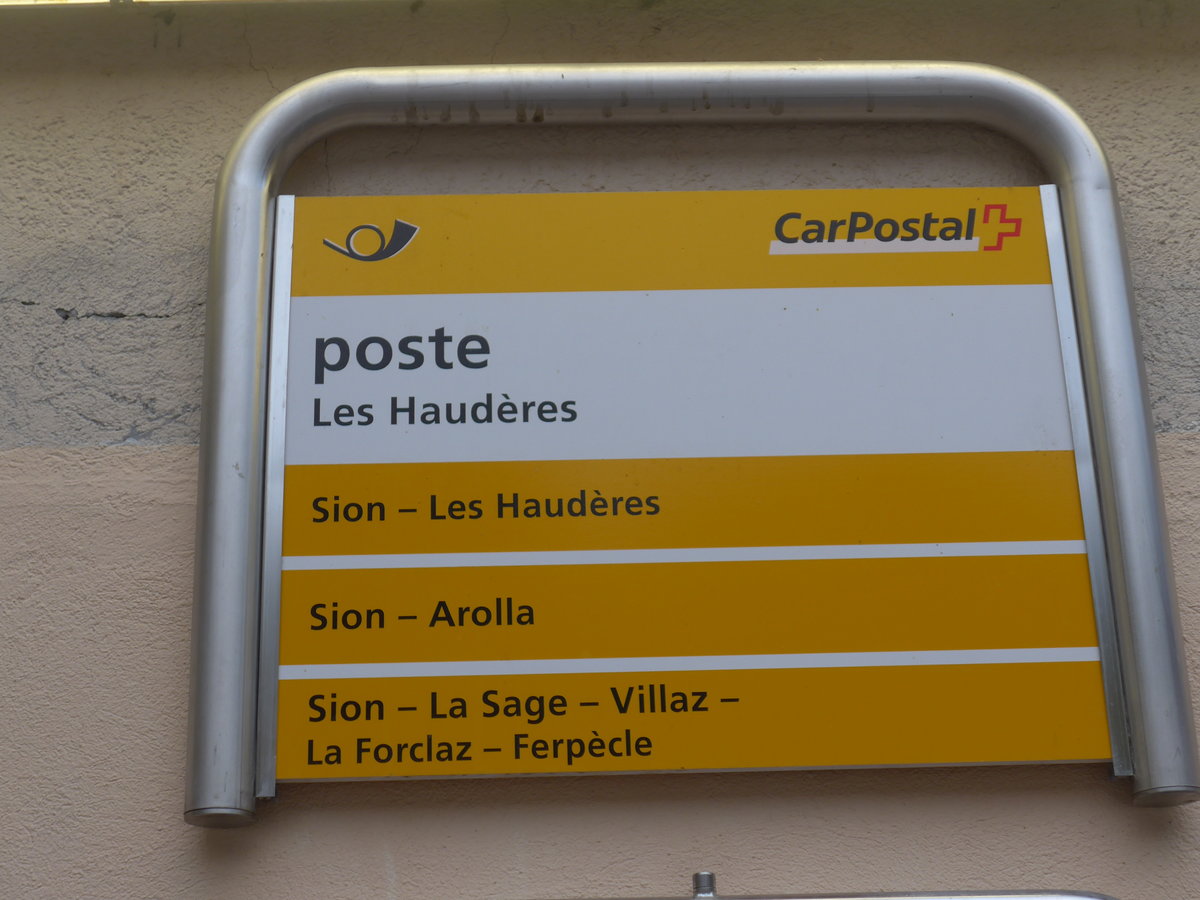 (184'093) - PostAuto-Haltestelle - Les Haud�res, poste - am 24. August 2017