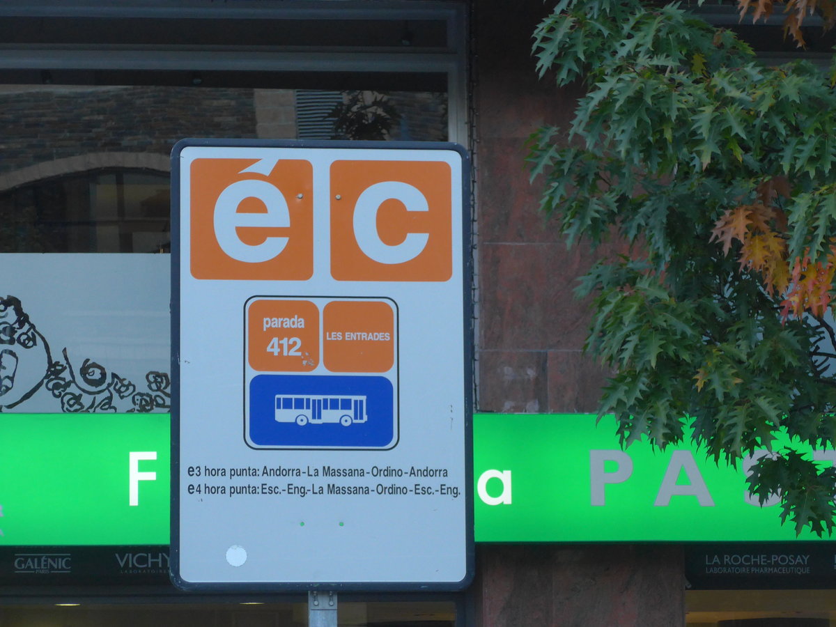(185'431) - Bus-Haltestelle - La Massana, Les Entrades - am 27. September 2017