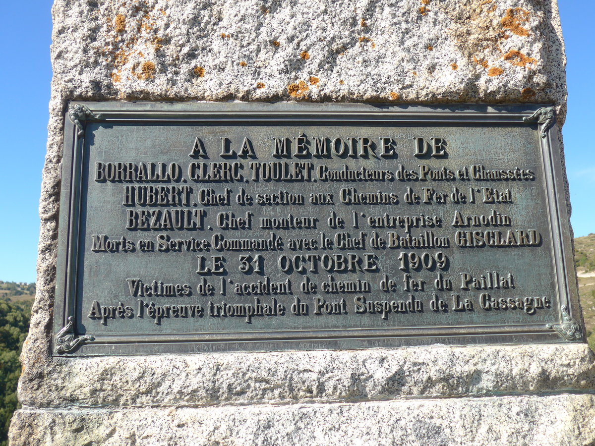 (185'632) - Gedenktafel vom Zugsungl�ck am 31. Oktober 1909 am 29. September 2017 bei Sauto