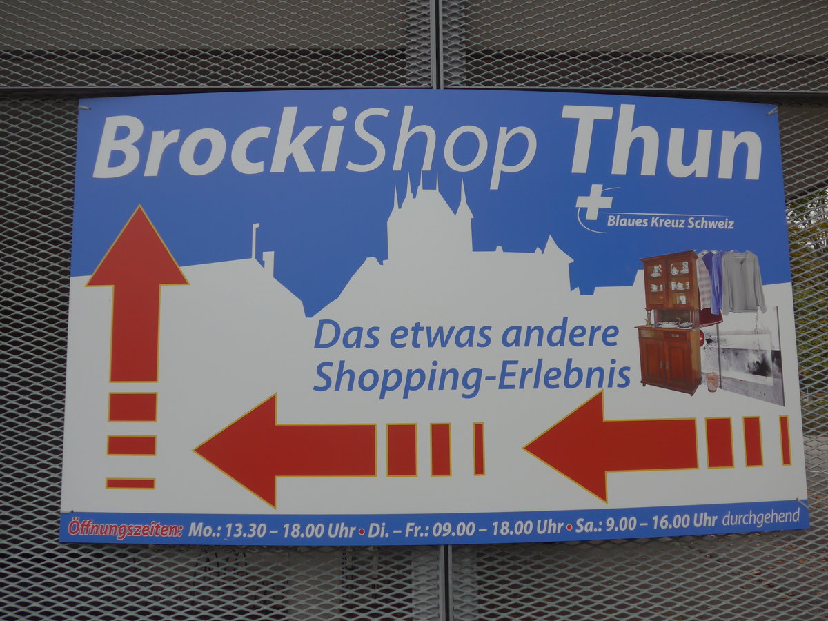 (185'753) - Werbetafel f�r den BrockiShop am 2. Oktober 2017 in Thun