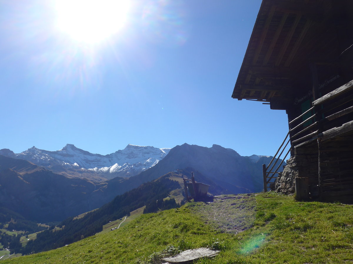 (185'828) - Obere Fluhweide mit Wildstrubelmassiv am 15. Oktober 2017 oberhalb Adelboden