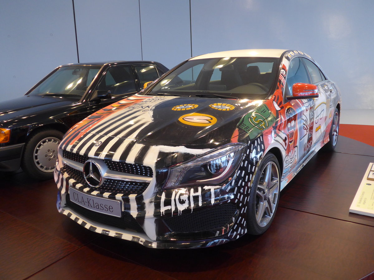 (186'451) - Mercedes-Benz CLA StreetStyle designed by Cro (Musiker Cro) am 12. November 2017 in Stuttgart, Mercedes-Benz Museum