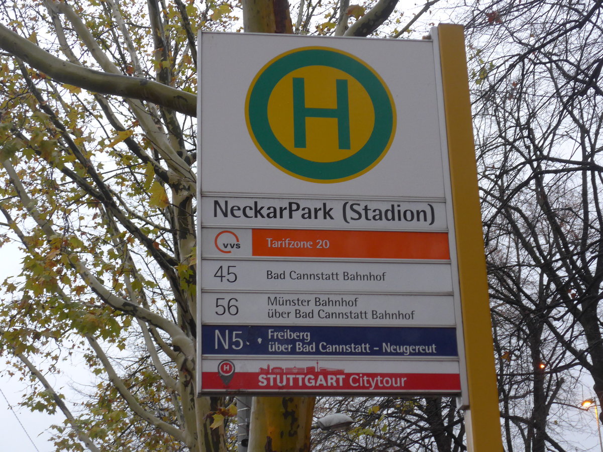 (186'502) - Bus-Haltestelle - Stuttgart, NeckarPark (Stadion) - am 12. November 2017