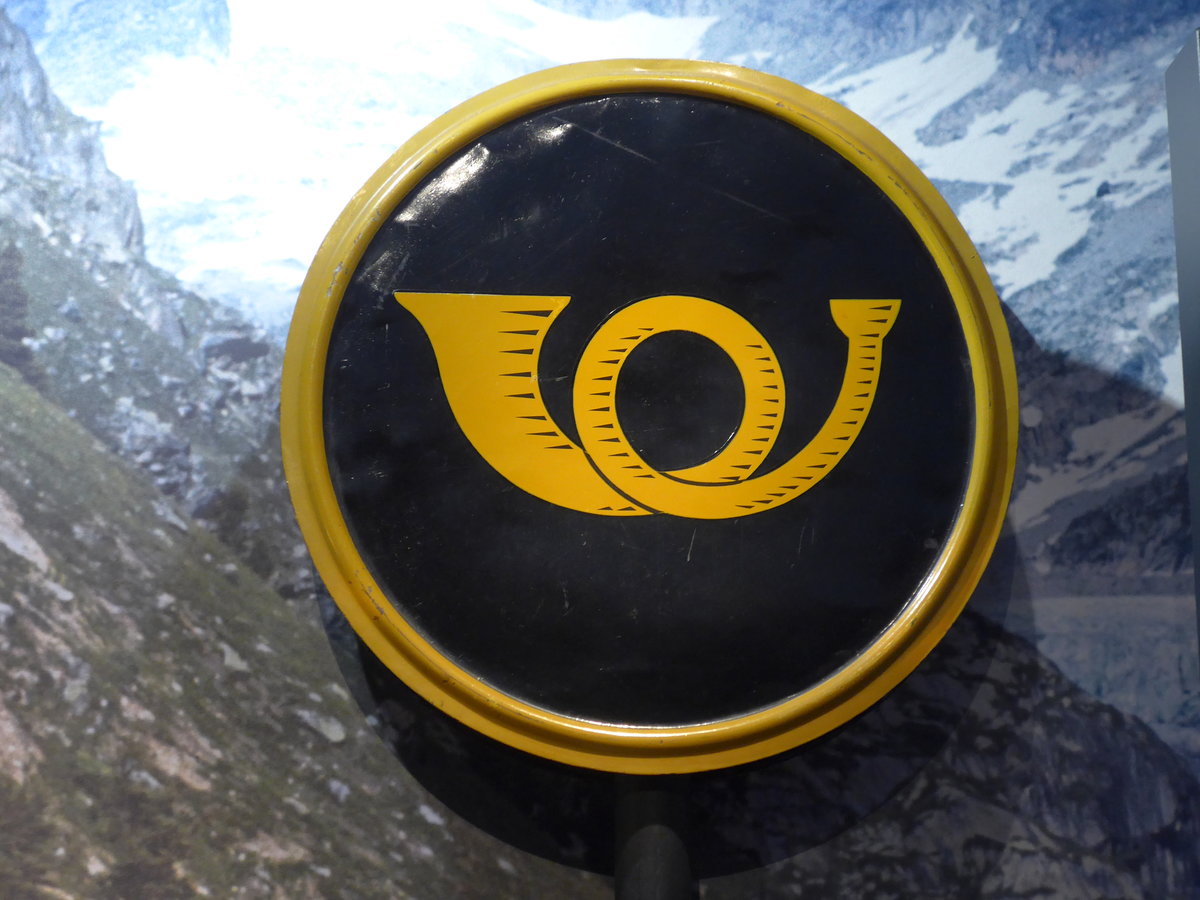 (186'547) - Altes Postauto-Schild am 19. November 2017 in Bern, Museum f�r Kommunikation