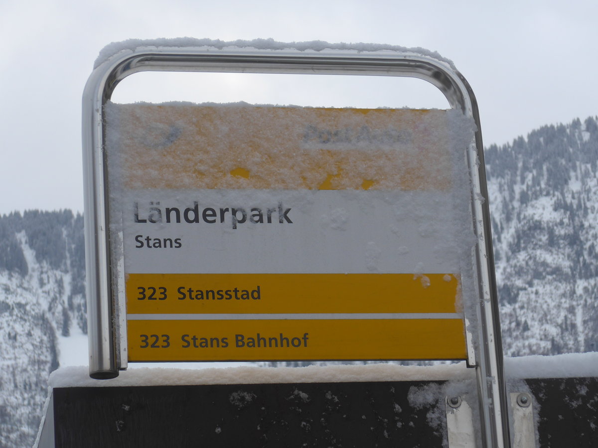 (186'814) - PostAuto-Haltestelle - Stans, L�nderpark - am 9. Dezember 2017