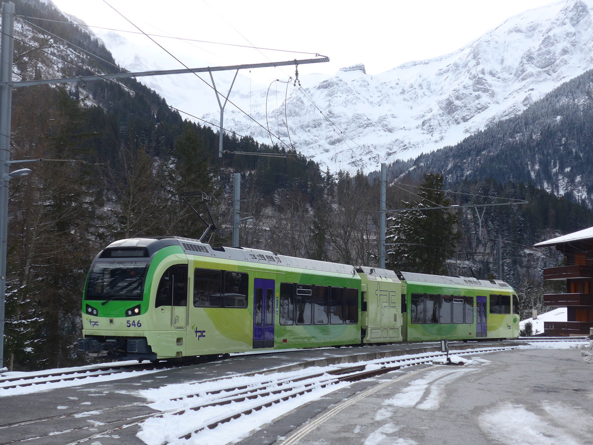 (187'990) - TPC-Pendelzug - Nr. 546 - am 20. Januar 2018 im Bahnhof Champ�ry