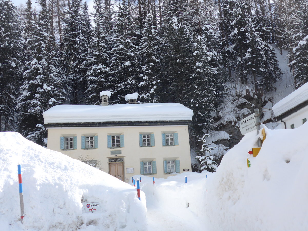 (188'149) - Das Nietsche-Haus am 3. Februar 2018 in Sils-Maria