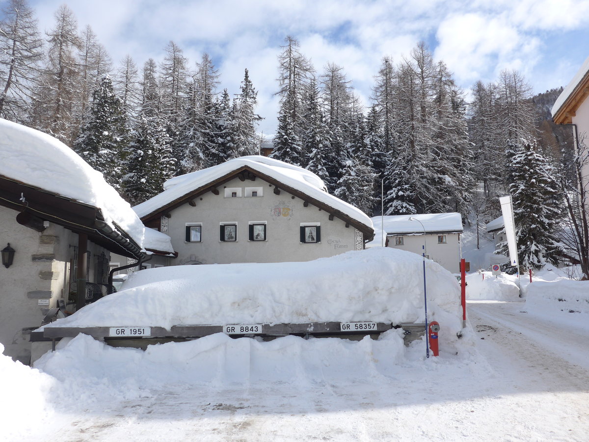(188'153) - Chesa F�mm am 3. Februar 2018 im verschneiten Sils-Maria