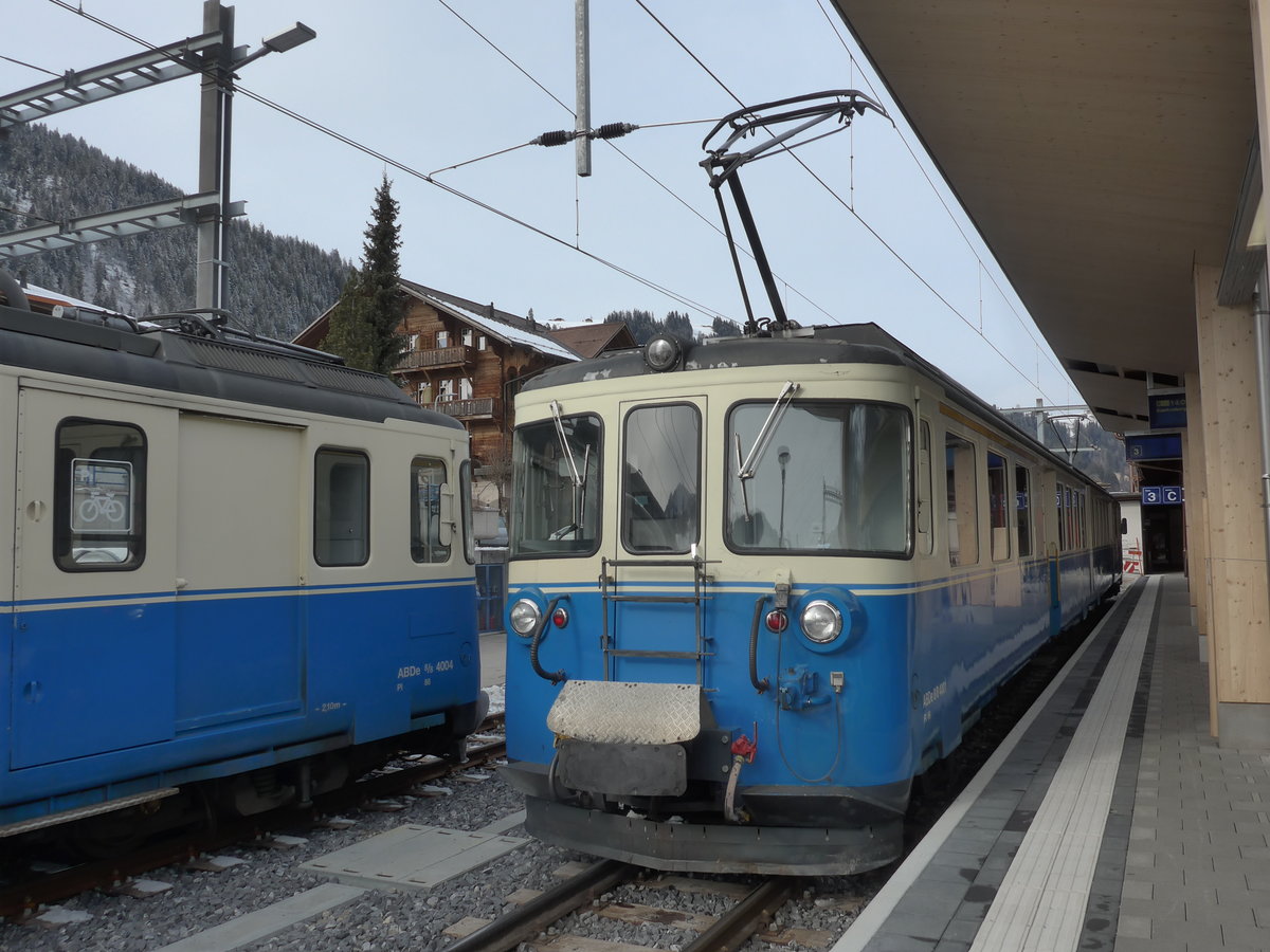 (188'193) - MOB-Pendelzug - Nr. 4001 - am 4. Februar 2018 im Bahnhof Zweisimmen