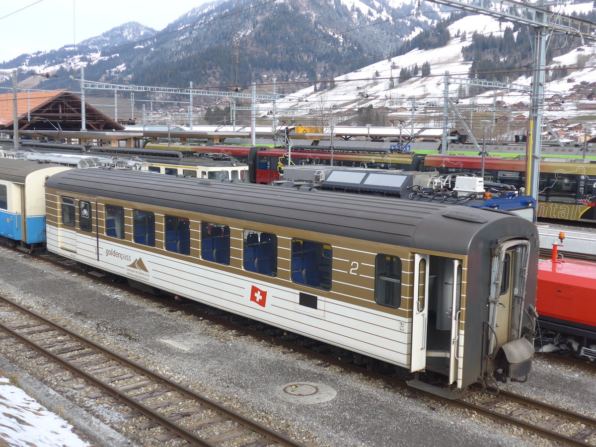 (188'196) - MOB-Personenwagen - Nr. 206 - am 4. Februar 2018 im Bahnhof Zweisimmen