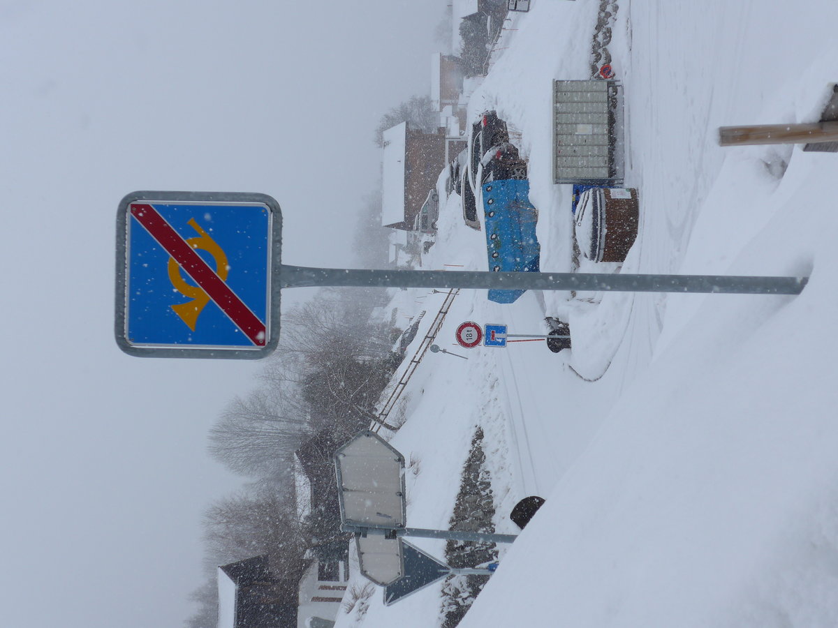 (188'402) - Ende der Bergpoststrasse am 11. Februar 2018 in Les Agettes