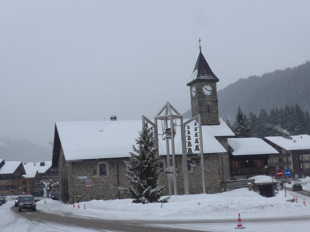 (189'003) - Die Kirche in Morgins am 3. M�rz 2018