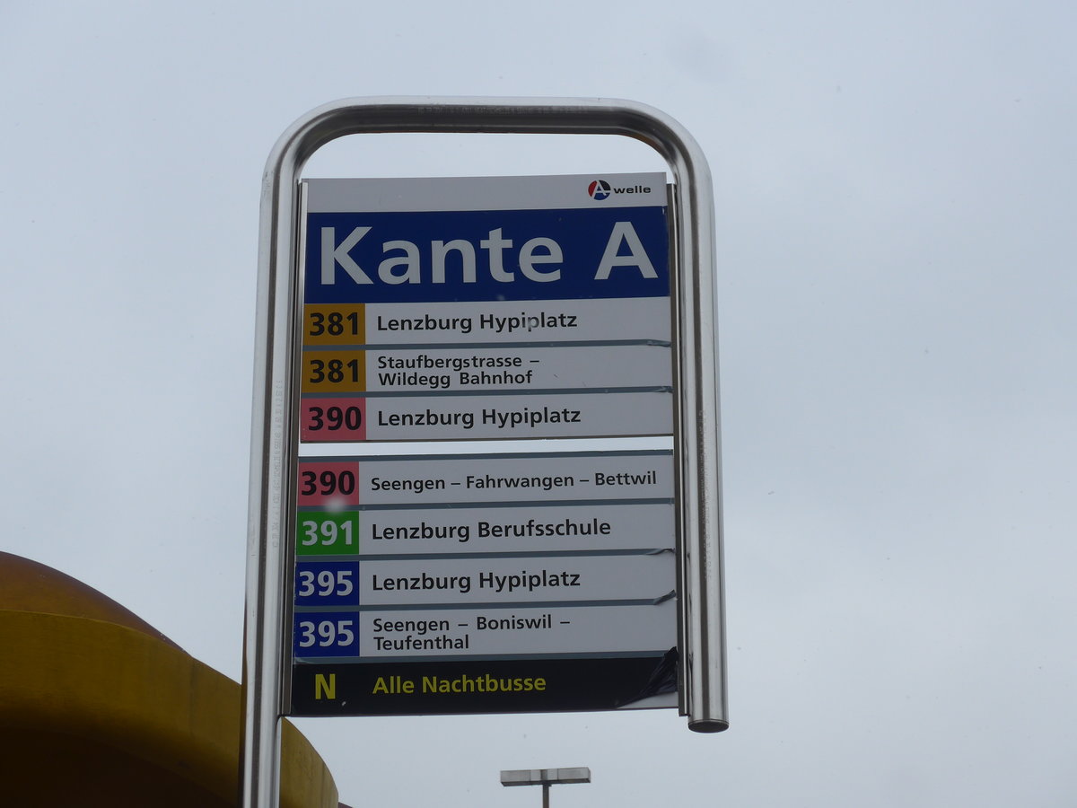 (189'530) - A-welle-Haltestelle - Lenzburg, Bahnhof - am 19. M�rz 2018