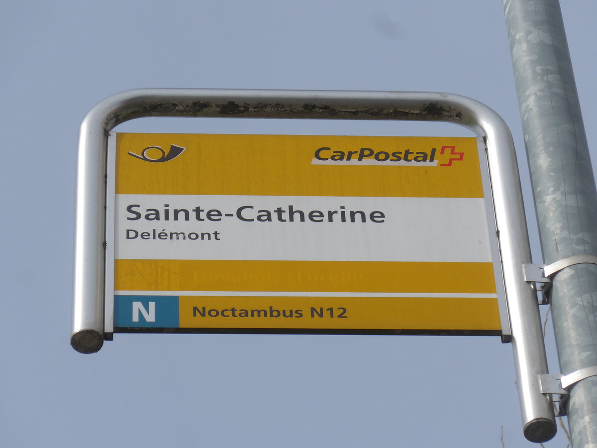 (189'933) - PostAuto-Haltestelle - Del�mont, Sainte-Catherine - am 2. April 2018