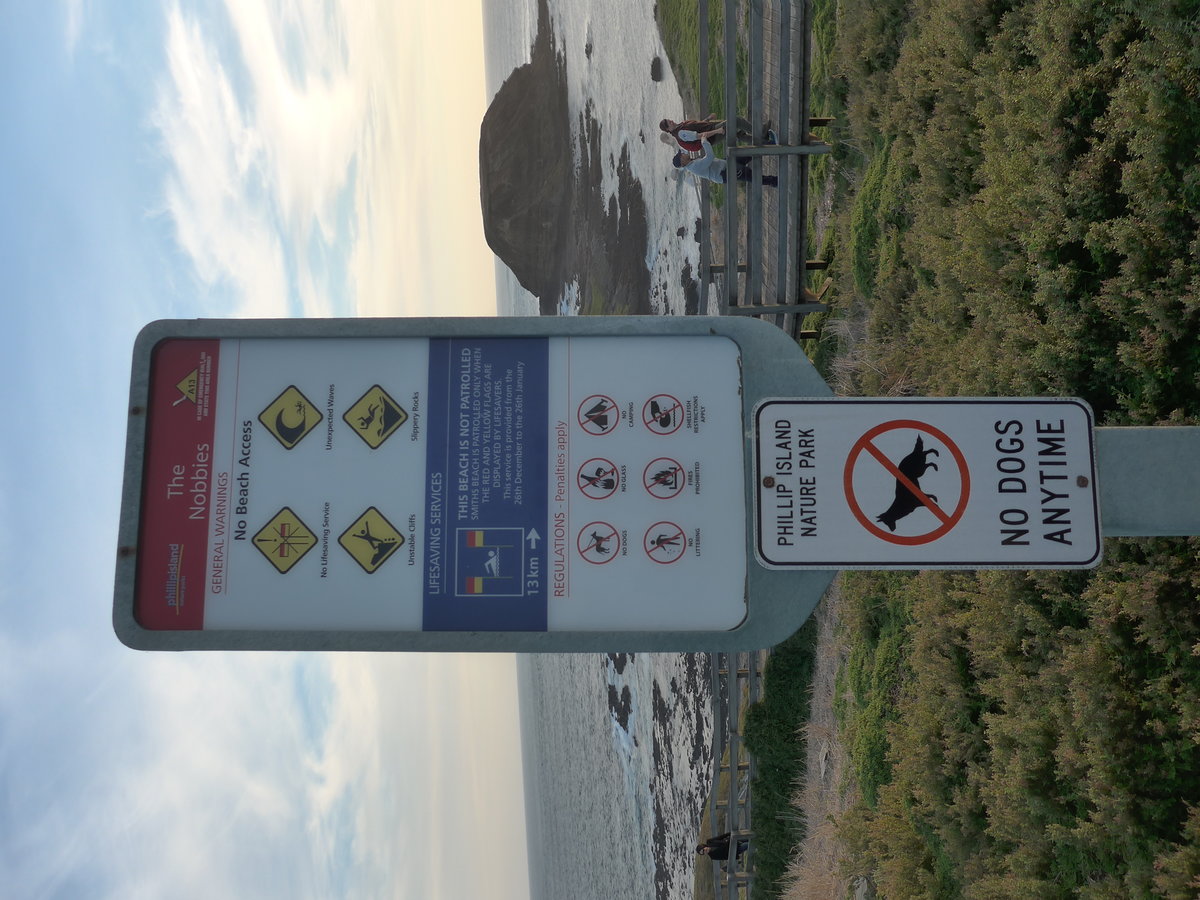 (190'344) - Hinweistafel an der K�ste von Summerland am 18. April 2018 auf Phillip Island