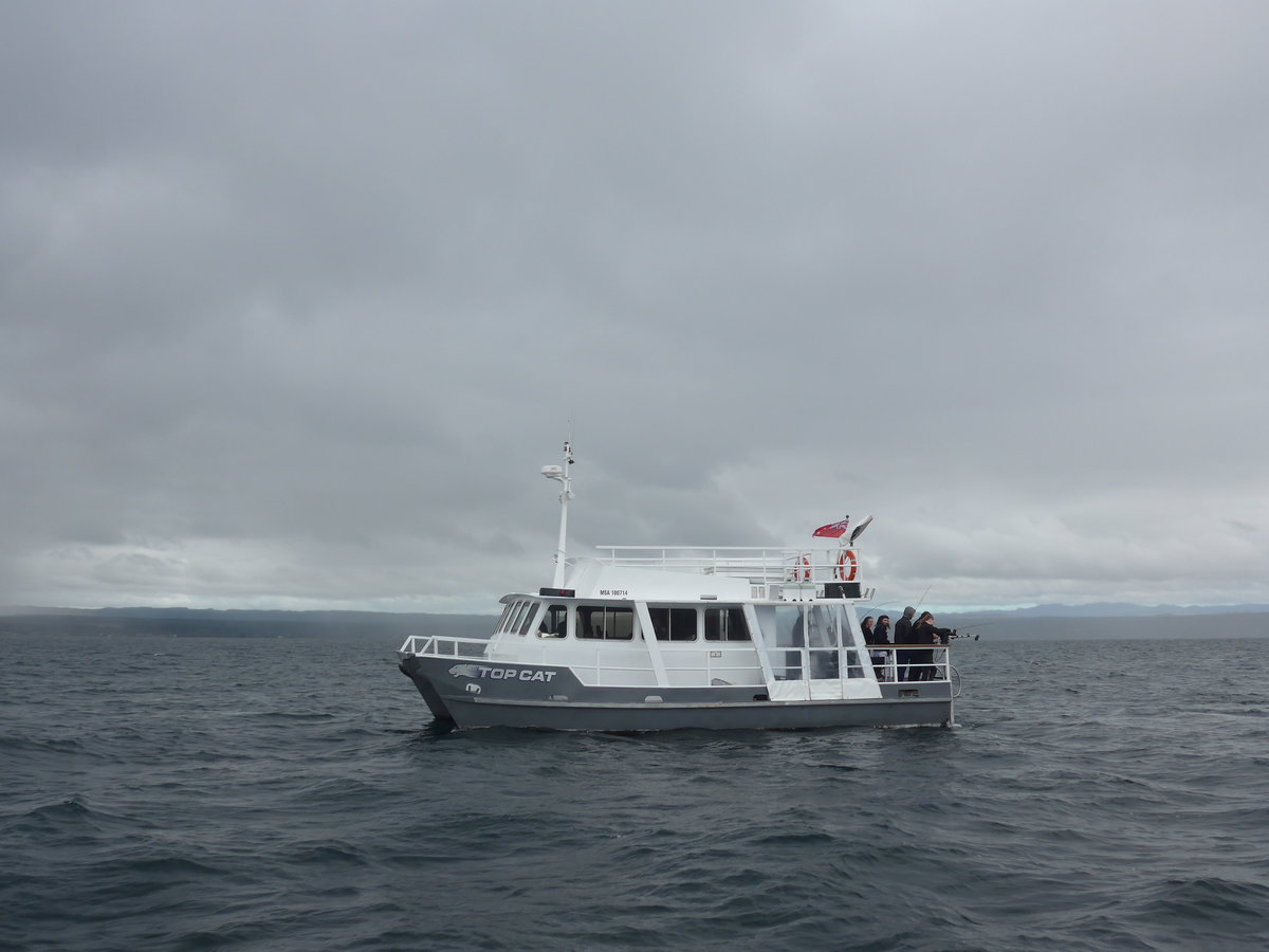 (191'244) - Motorschiff Top Cat auf dem Lake Taupo am 24. April 2018 bei Taupo