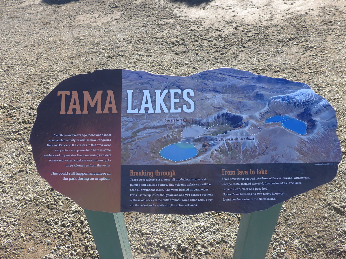 (191'389) - Tafel f�r die Tama Lakes am 25. April 2018 bei Whakapapa