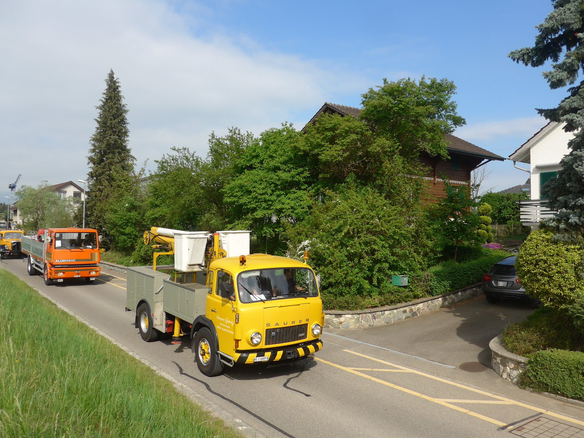 (192'480) - Gehrig, Rudolfstetten - AG 11'889 U - Saurer am 5. Mai 2018 in Attikon, Bahnstrasse