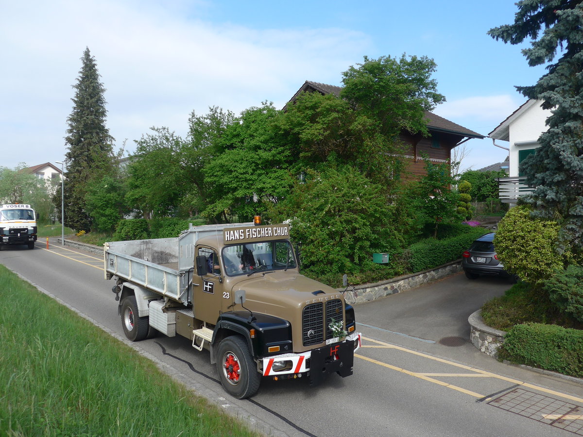 (192'483) - Fischer, Chur - Nr. 23/GR 193 U - Saurer am 5. Mai 2018 in Attikon, Bahnstrasse