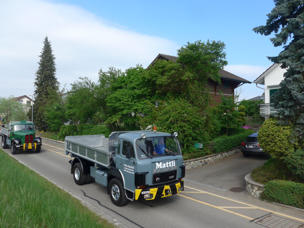 (192'498) - Mattli, Wassen - UR 9858 U - Saurer am 5. Mai 2018 in Attikon, Bahnstrasse