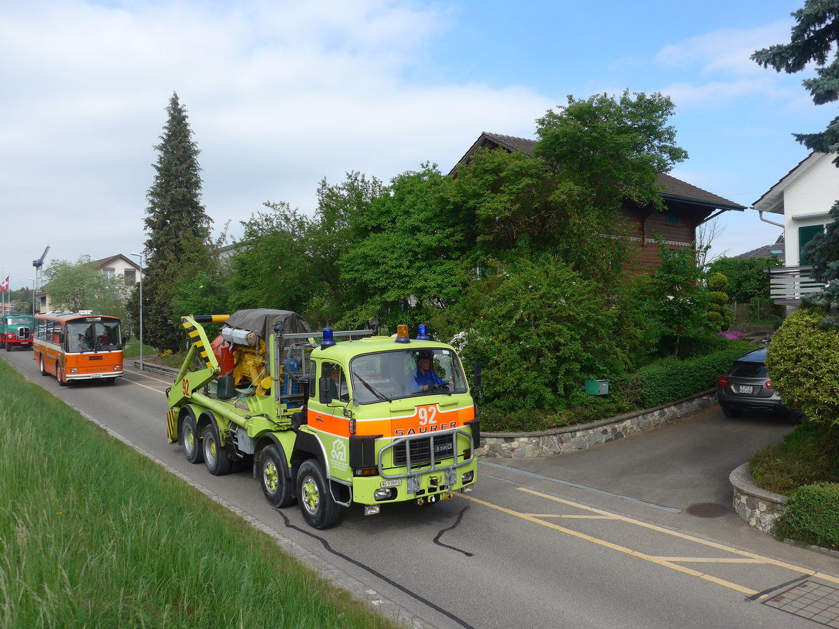(192'514) - GVZ, Z�rich - Nr. 92/AG 9380 U - Saurer am 5. Mai 2018 in Attikon, Bahnstrasse