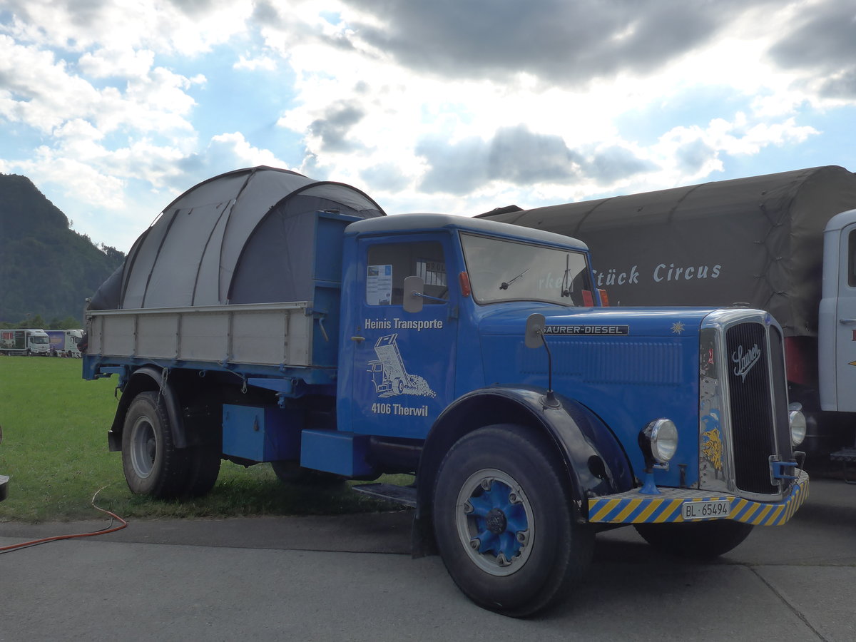 (194'321) - Heinis Transporte, Therwil - BL 65'494 - Saurer am 23. Juni 2018 in Interlaken, Flugplatz