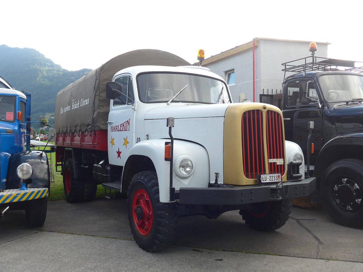 (194'322) - Circus Harlekin - Nr. 40/LU 2233 - Saurer am 23. Juni 2018 in Interlaken, Flugplatz
