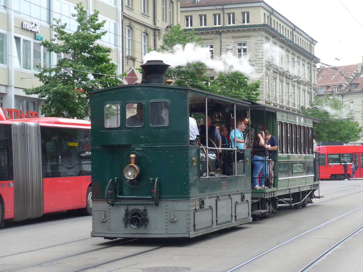 (194'365) - SVB-Dampftram - Nr. 12 - am 24. Juni 2018 beim Bahnhof Bern