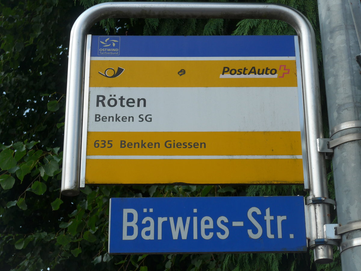 (194'530) - PostAuto-Haltestelle - Benken SG, R�ten - am 7. Juli 2018