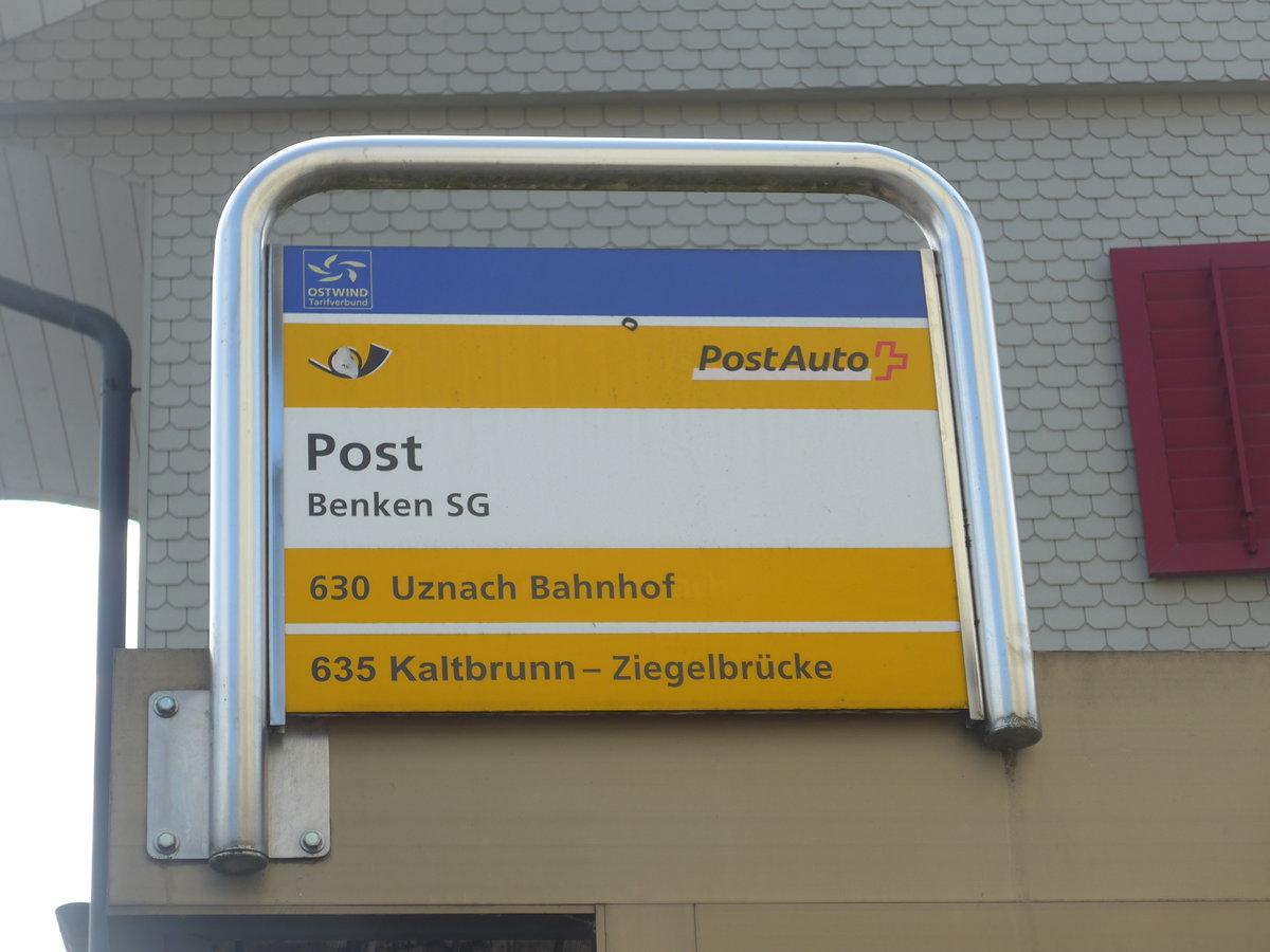 (194'534) - PostAuto-Haltestelle - Benken SG, Post - am 7. Juli 2018