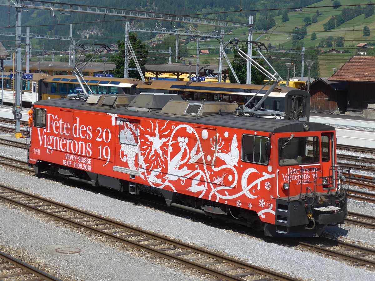 (194'716) - MOB-Lokomotive - Nr. 6005 - am 9. Juli 2018 im Bahnhof Zweisimmen