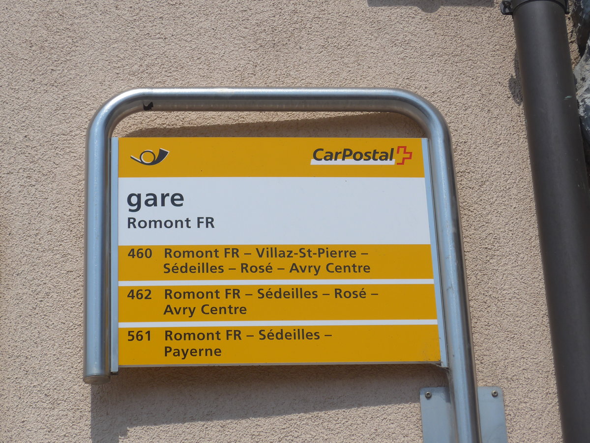 (195'680) - PostAuto-Haltestelle - Romont FR, gare - am 6. August 2018