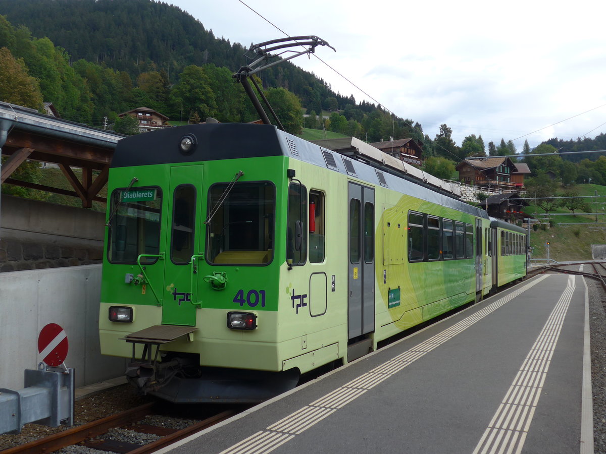 (197'955) - TPC-Triebwagen - Nr. 401 - am 23. September 2018 in Le S�pey