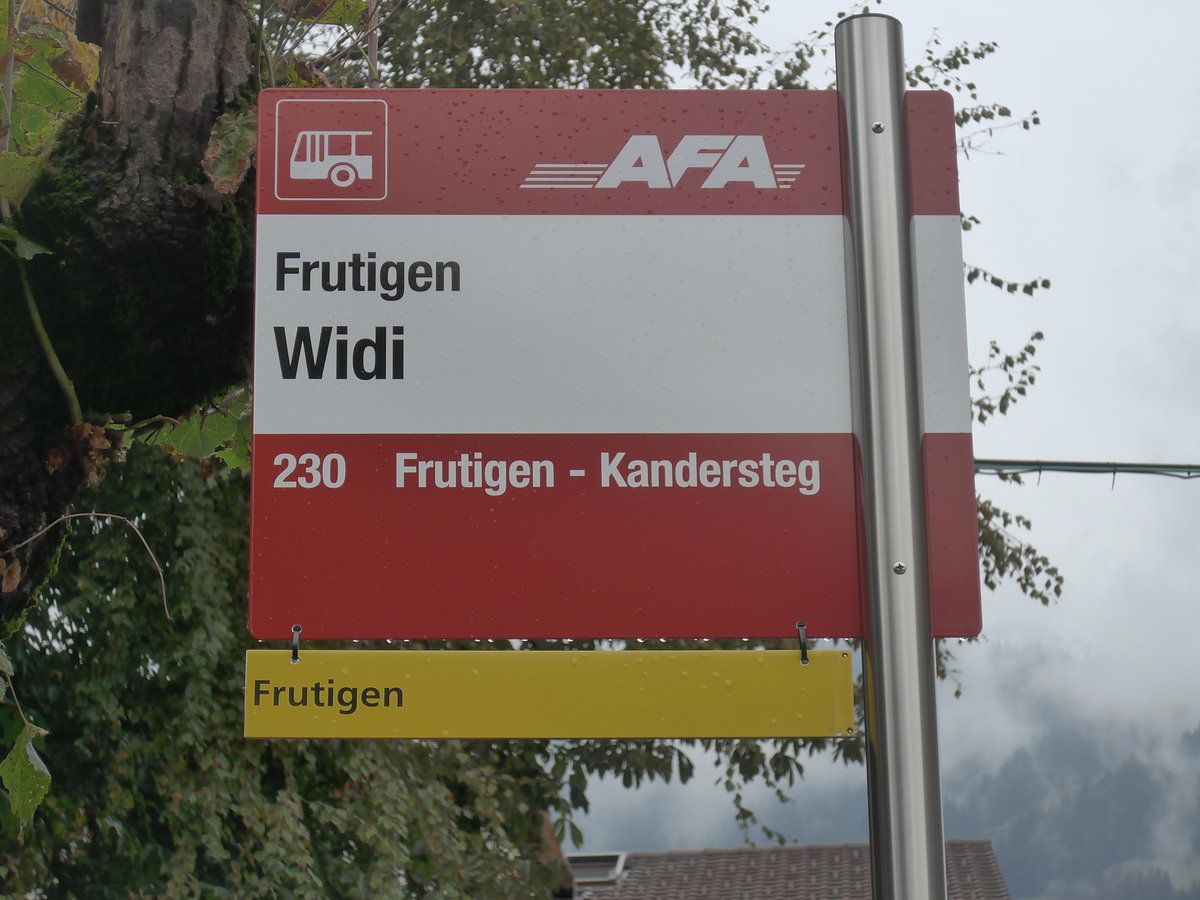 (198'076) - AFA-Haltestelle - Frutigen, Widi - am 1. Oktober 2018