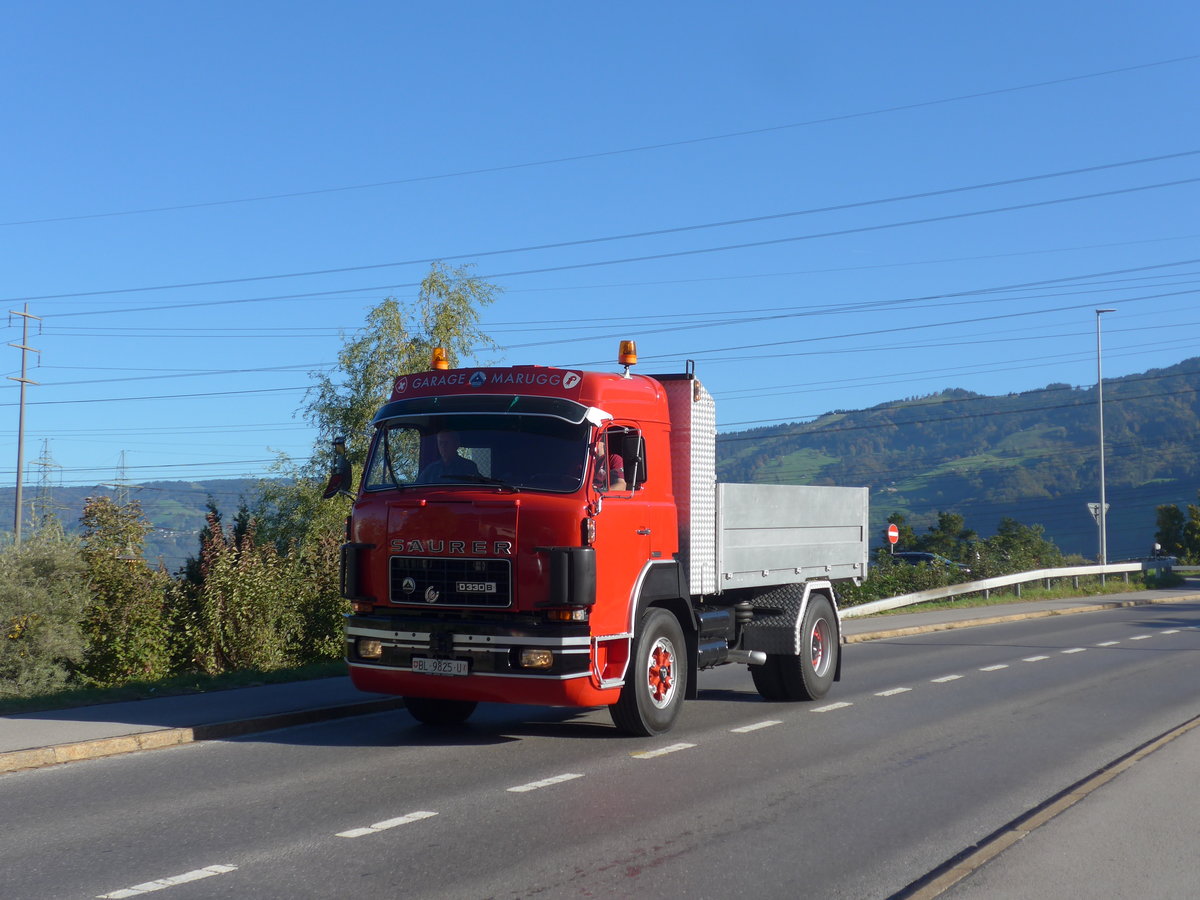 (198'166) - Marugg, Gelterkinden - BL 9825 U - Saurer am 13. Oktober 2018 in Bilten, Sch�niserstrasse